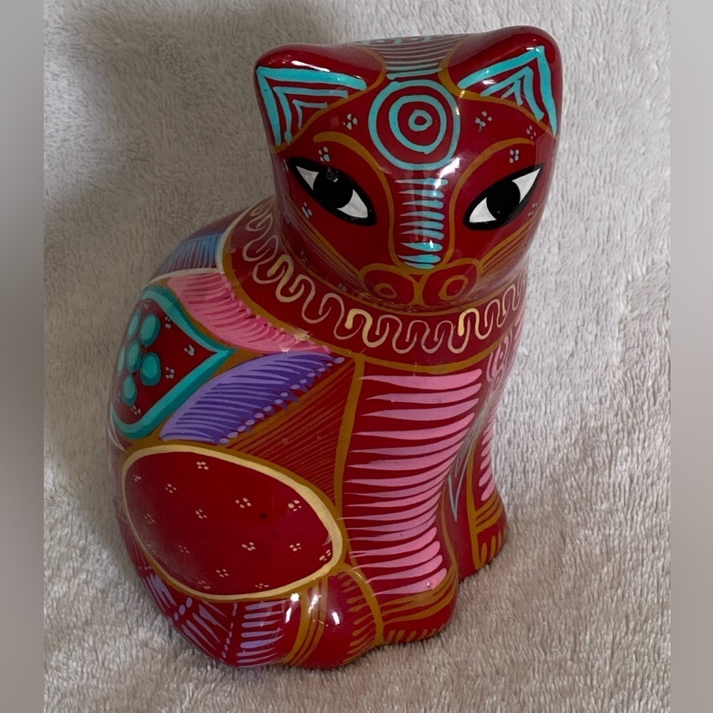 Colorful Ceramic Cat Figurine